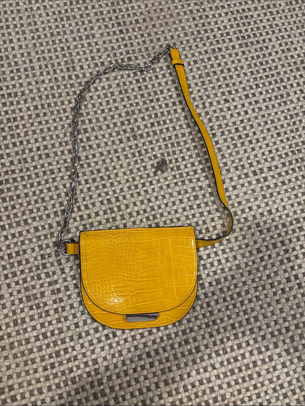 Zara Yellow Croc-Embossed Crossbody Bag - Women